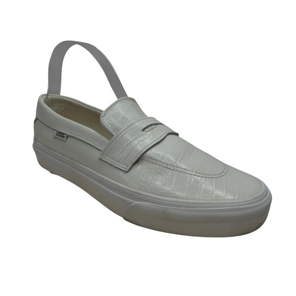 Vans White Crocodile Embossed Patent Leather Slip On Penny Loafers Womens 9 - Picture 1 of 12
